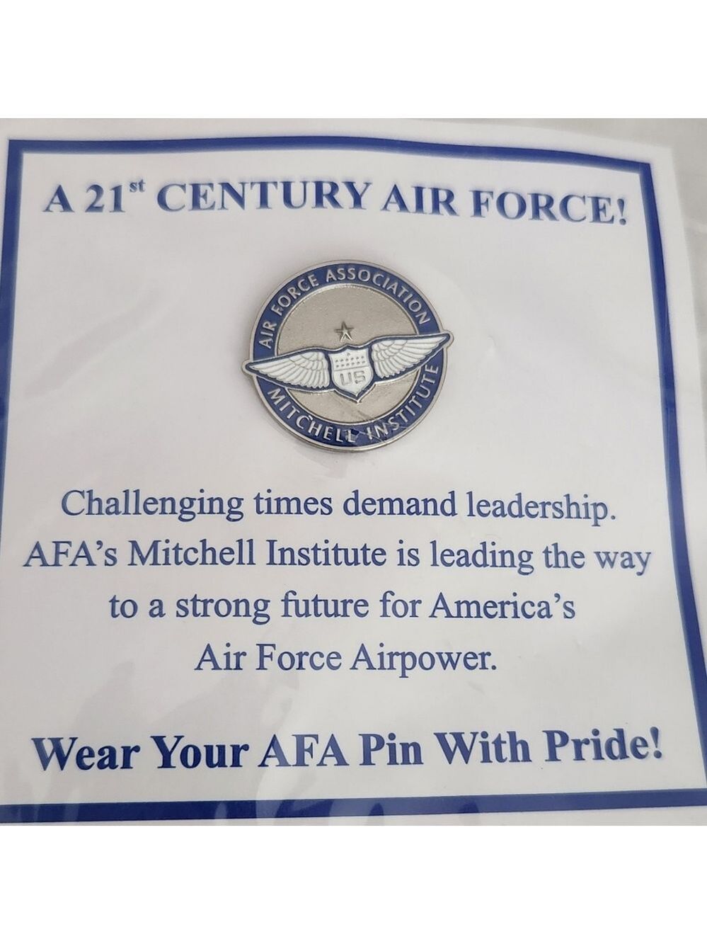 AFA Mitchell Institute Employee Pin Aerospace Studies Think Tank Washington DC